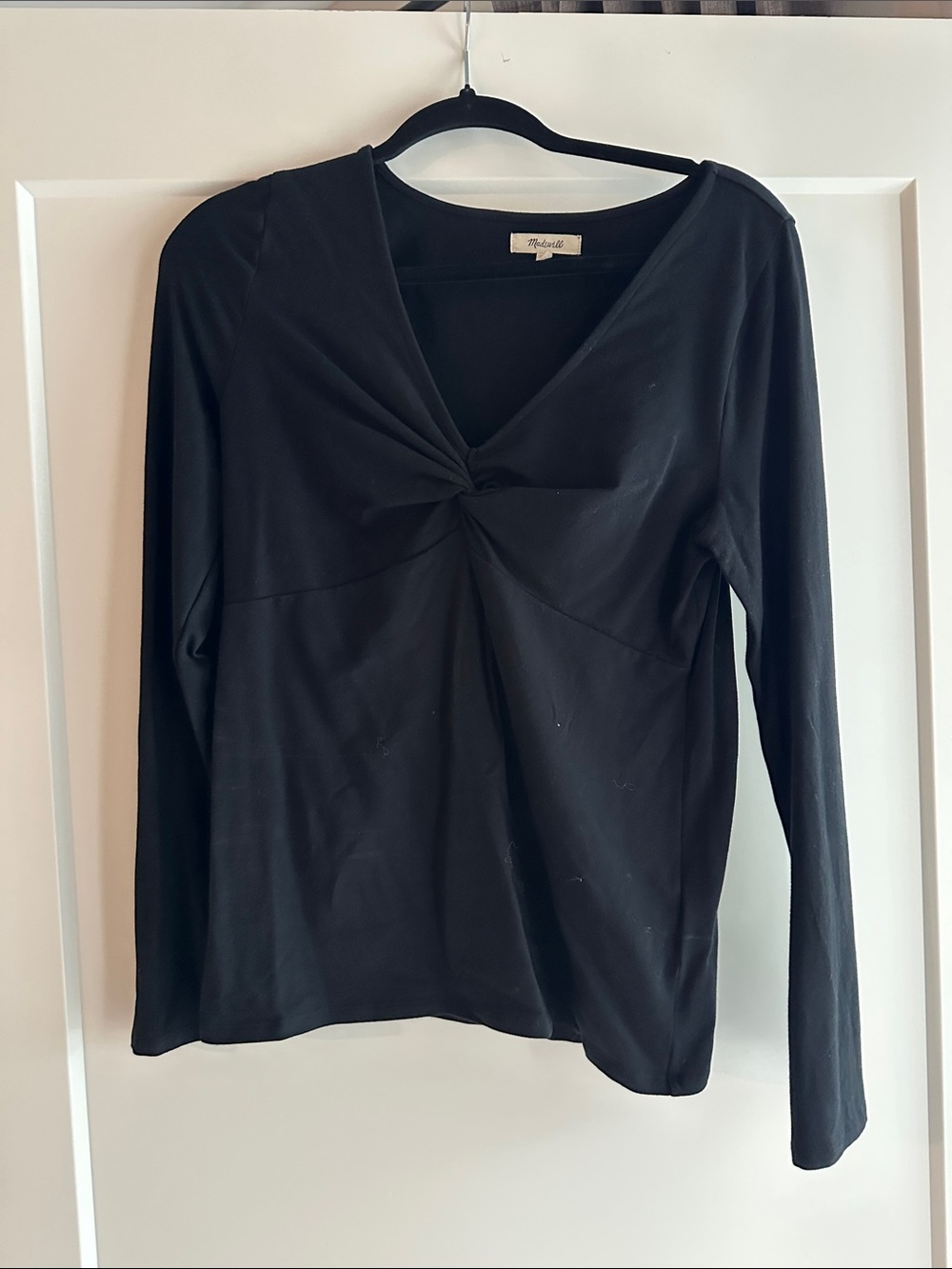 Madewell Black Twist-Knot Long Sleeve Top